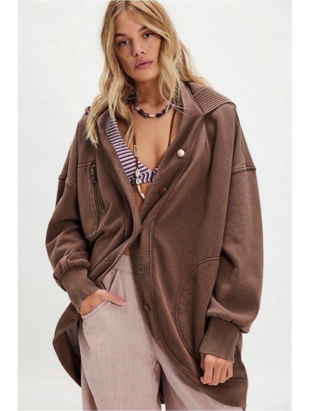 Free People Poppi Cardi Brown Nwot